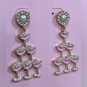 Packed Party Pink and Gold Champagne Earrings